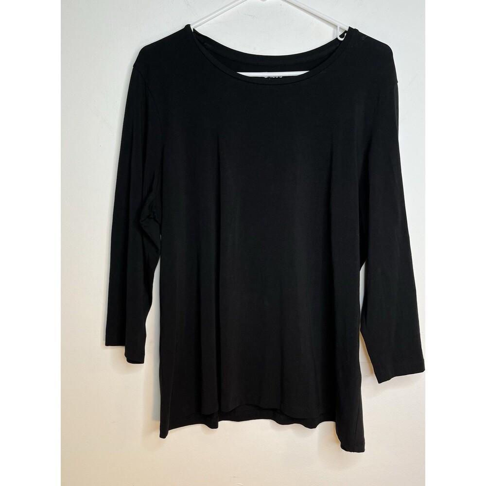 Chicos Sz 3 The Ultimate TEE Black 3/4  sleeve blouse (15))